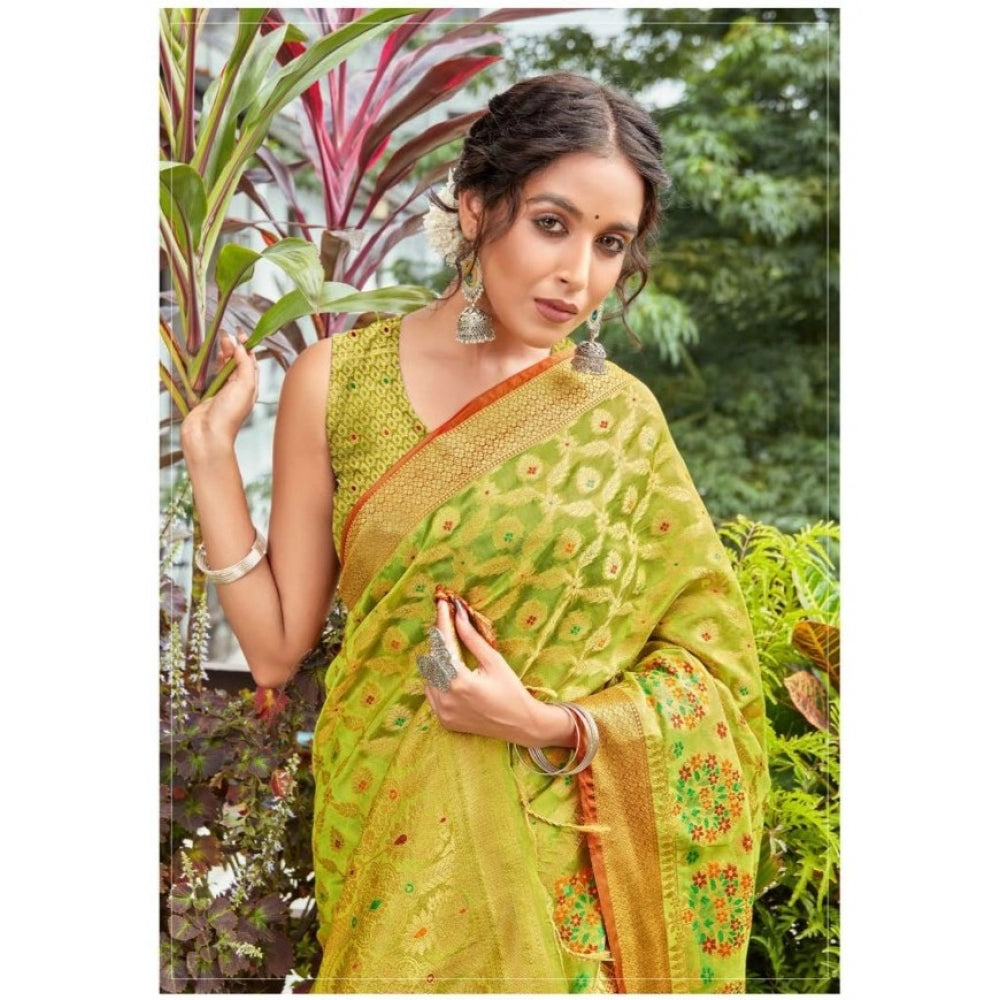   Organza Printed Saree With Unstitched Blouse