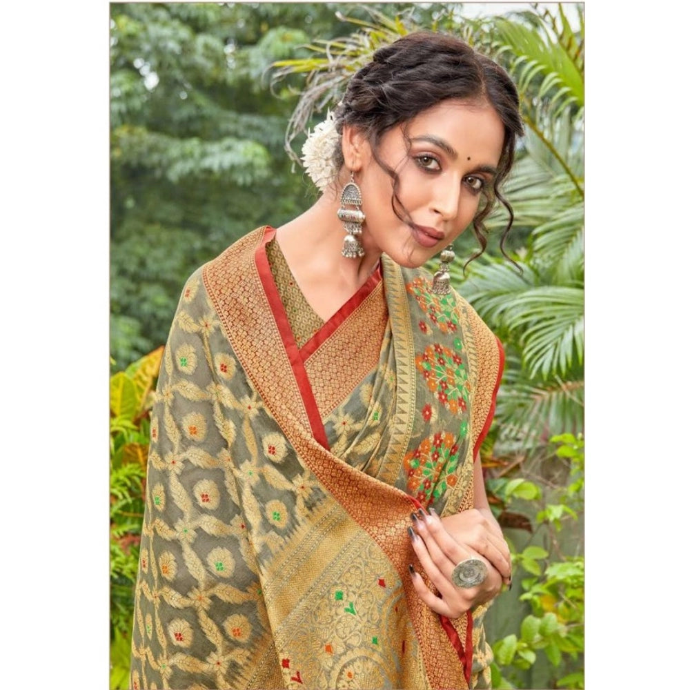   Organza Printed Saree With Unstitched Blouse