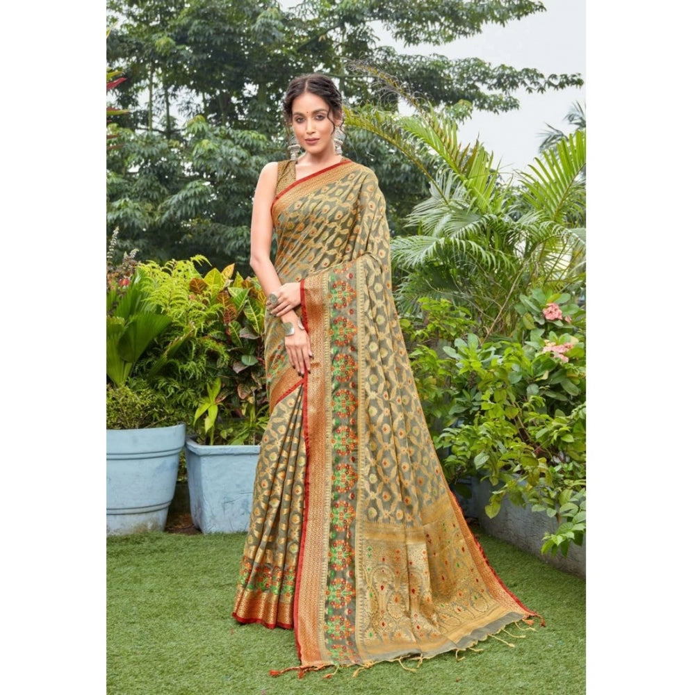   Organza Printed Saree With Unstitched Blouse