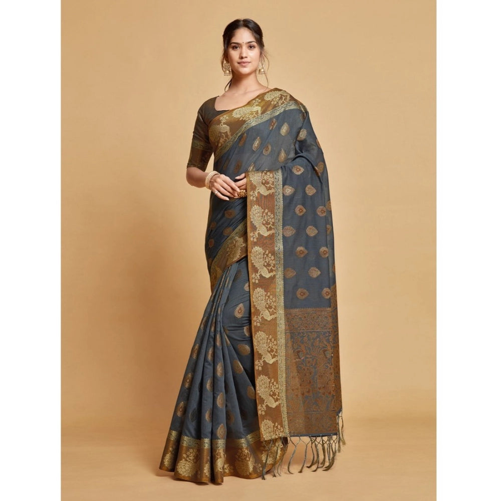   Organza Printed Saree With Unstitched Blouse