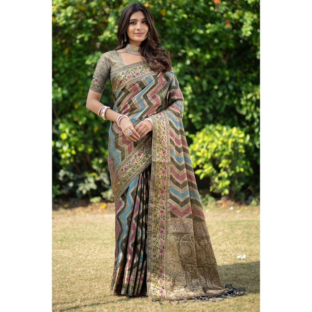   Organza Printed Saree With Unstitched Blouse