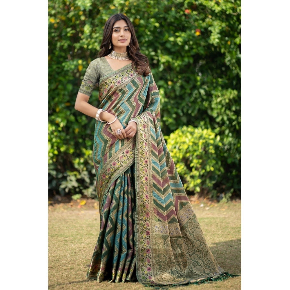   Organza Printed Saree With Unstitched Blouse