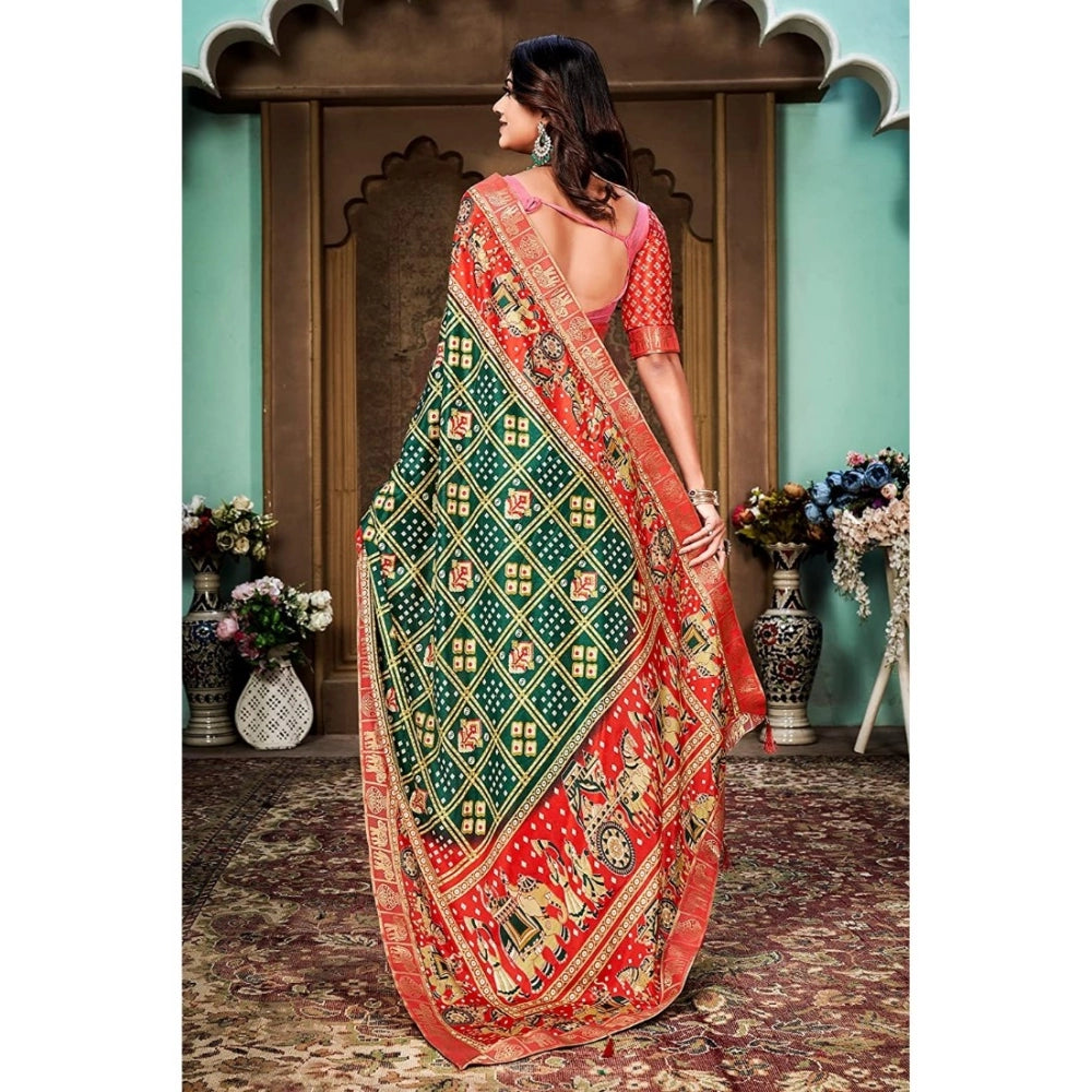   Soft Silk Printed Saree With Unstitched Blouse