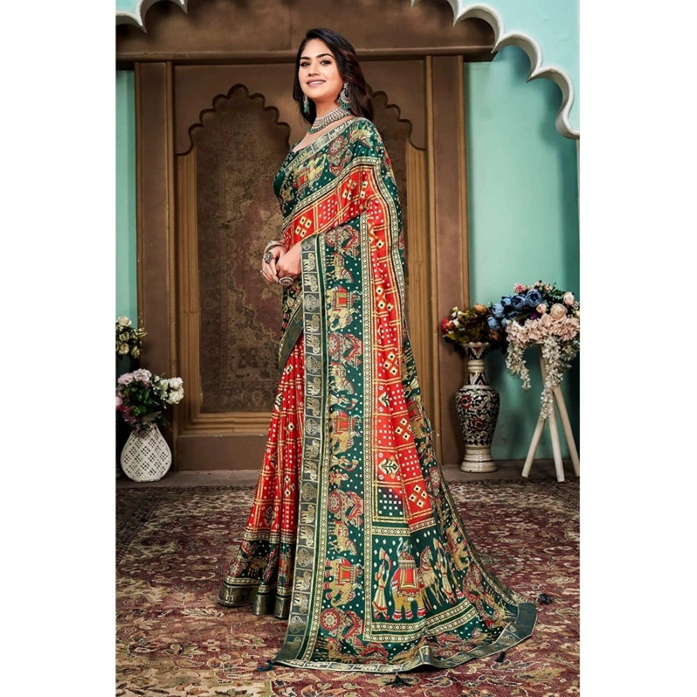   Soft Silk Printed Saree With Unstitched Blouse