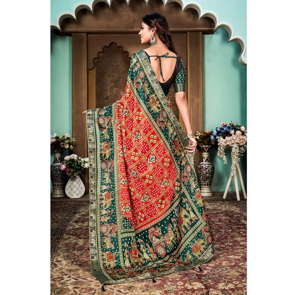   Soft Silk Printed Saree With Unstitched Blouse