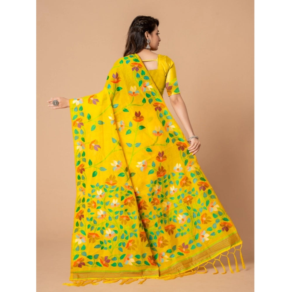   Cotton Printed Saree With Unstitched Blouse