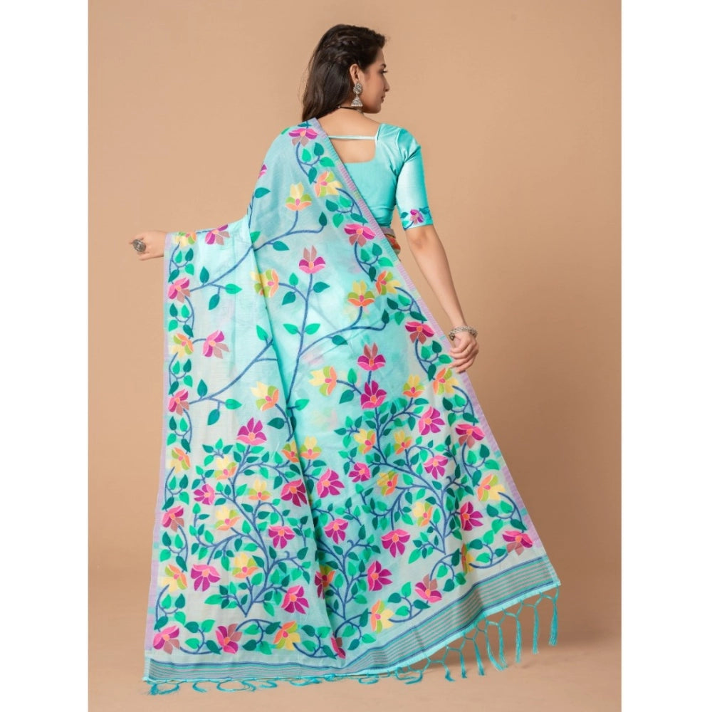   Cotton Printed Saree With Unstitched Blouse