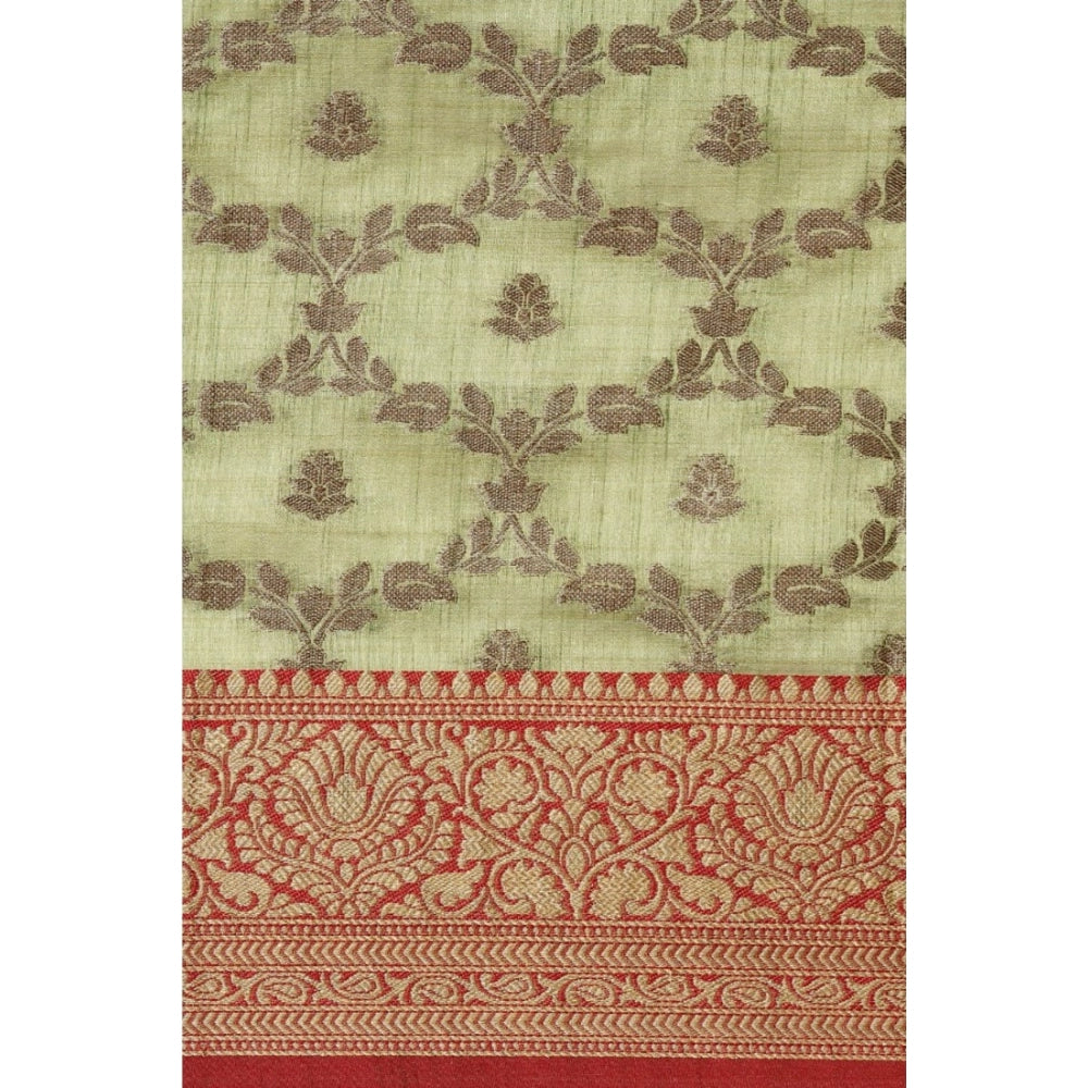   Chanderi Cotton Printed Saree With Unstitched Blouse