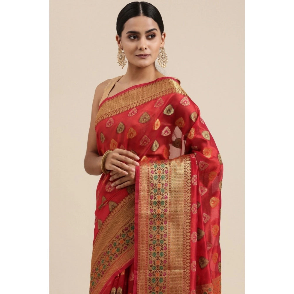   Organza Printed Saree With Unstitched Blouse