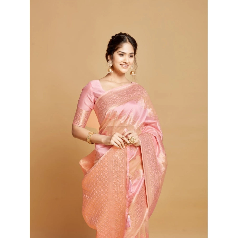   Linen Printed Saree With Unstitched Blouse