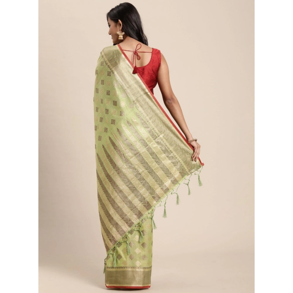   Chanderi Cotton Printed Saree With Unstitched Blouse