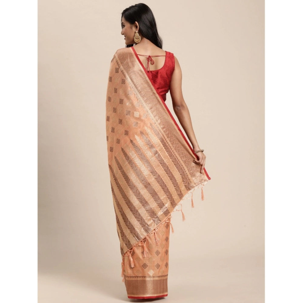   Chanderi Cotton Printed Saree With Unstitched Blouse