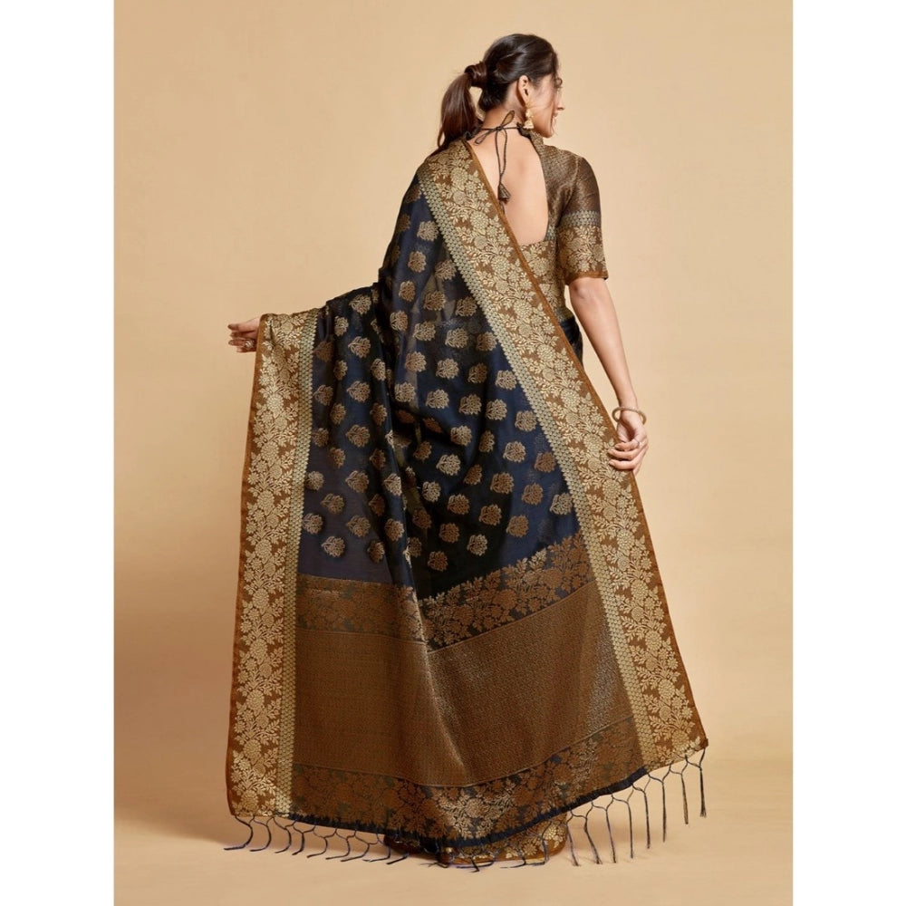   Chanderi Cotton Printed Saree With Unstitched Blouse