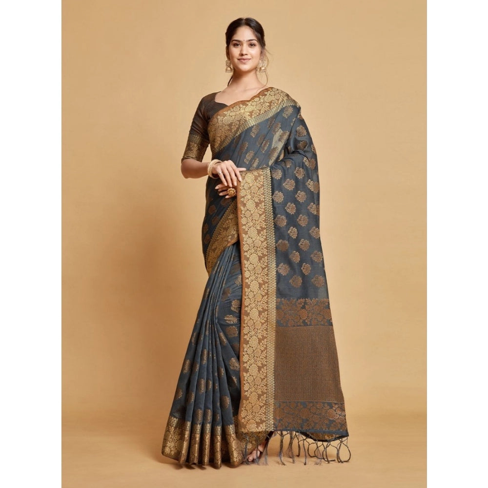   Chanderi Cotton Printed Saree With Unstitched Blouse