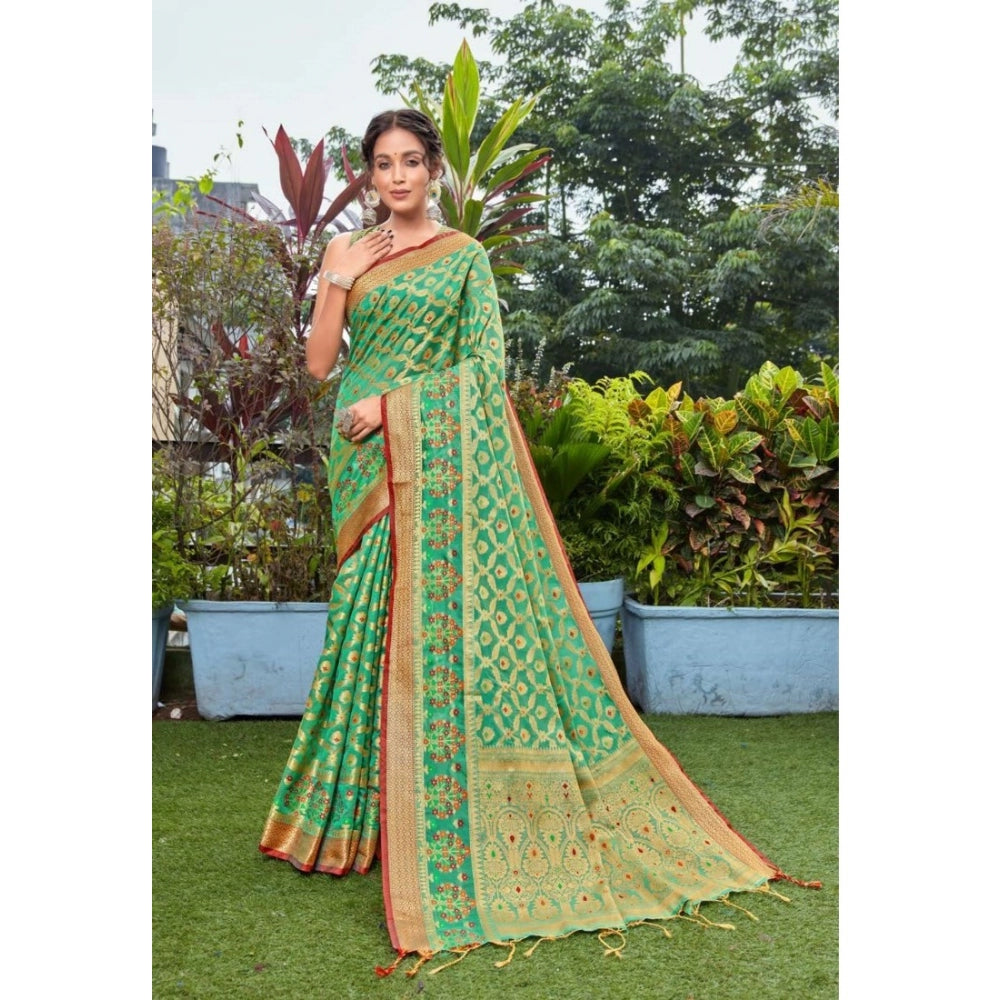   Organza Printed Saree With Unstitched Blouse