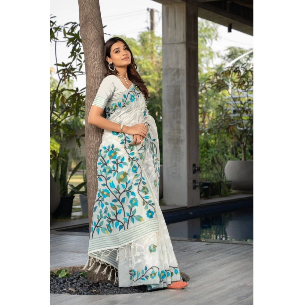   Cotton Printed Saree With Unstitched Blouse