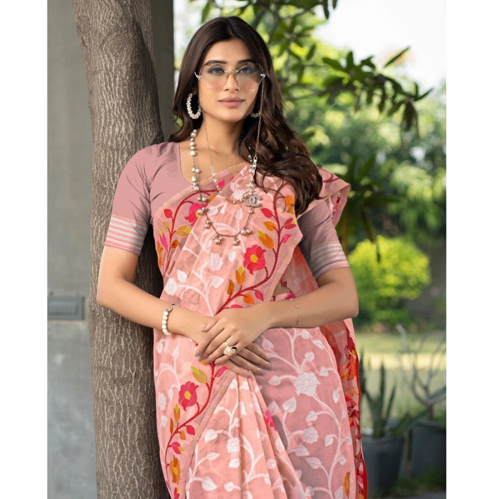   Cotton Printed Saree With Unstitched Blouse