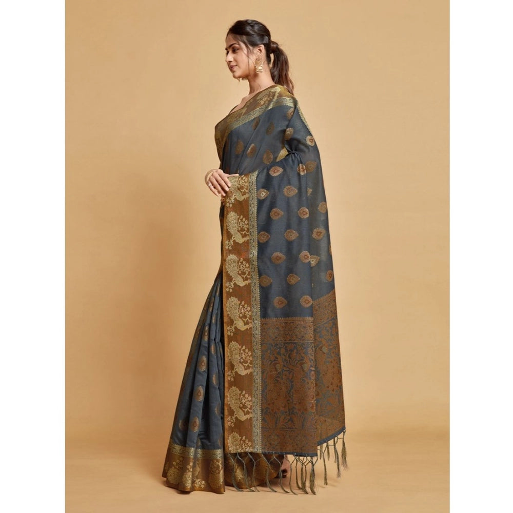   Organza Printed Saree With Unstitched Blouse