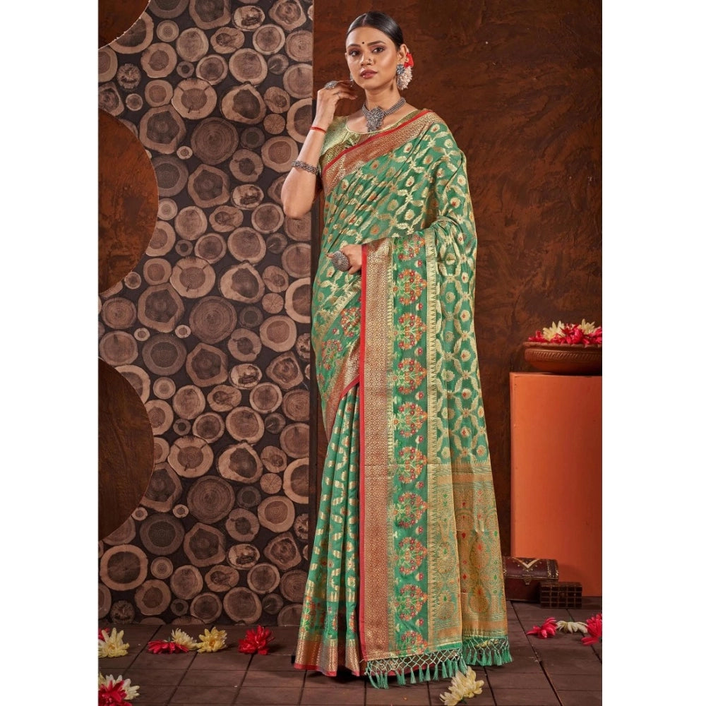   Organza Printed Saree With Unstitched Blouse