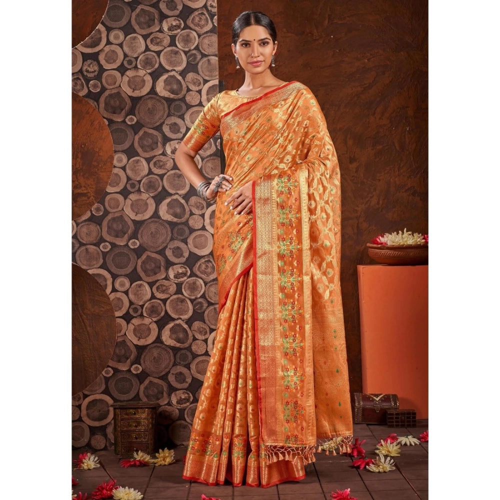   Organza Printed Saree With Unstitched Blouse