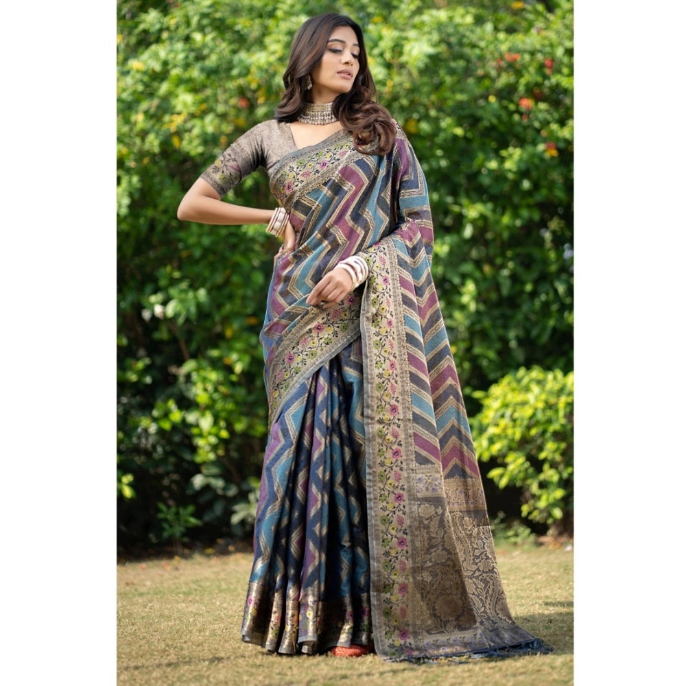   Organza Printed Saree With Unstitched Blouse