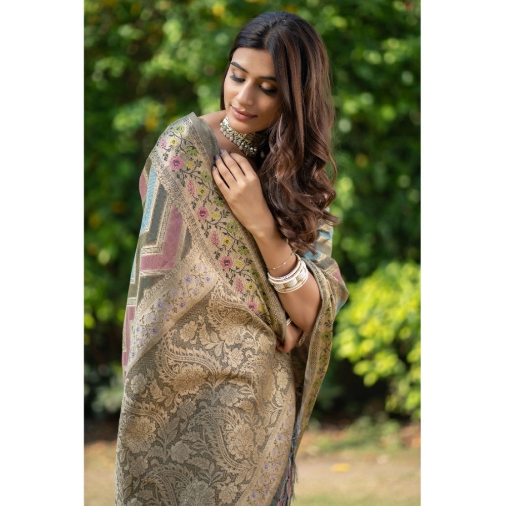   Organza Printed Saree With Unstitched Blouse