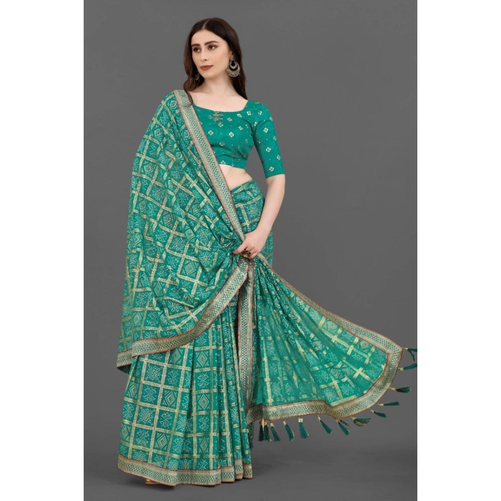   Soft Silk Printed Saree With Unstitched Blouse