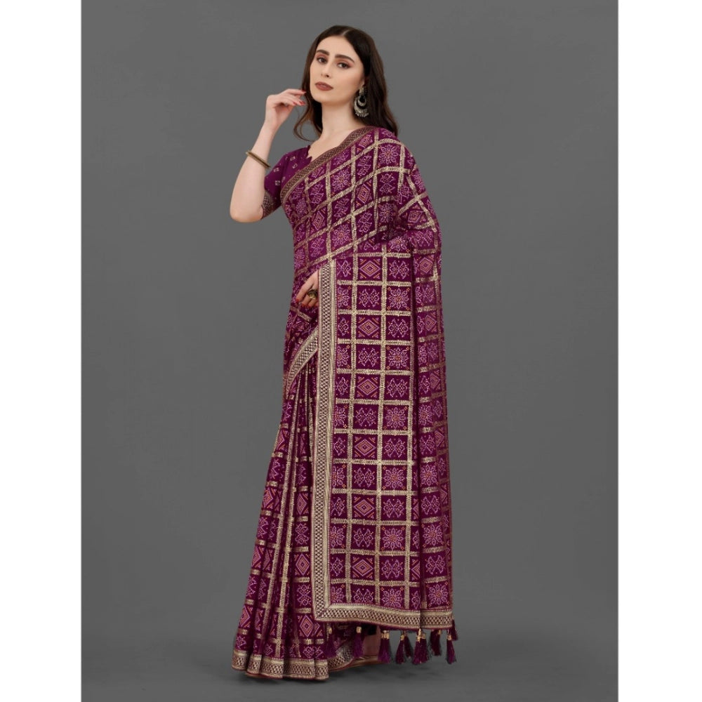   Soft Silk Printed Saree With Unstitched Blouse