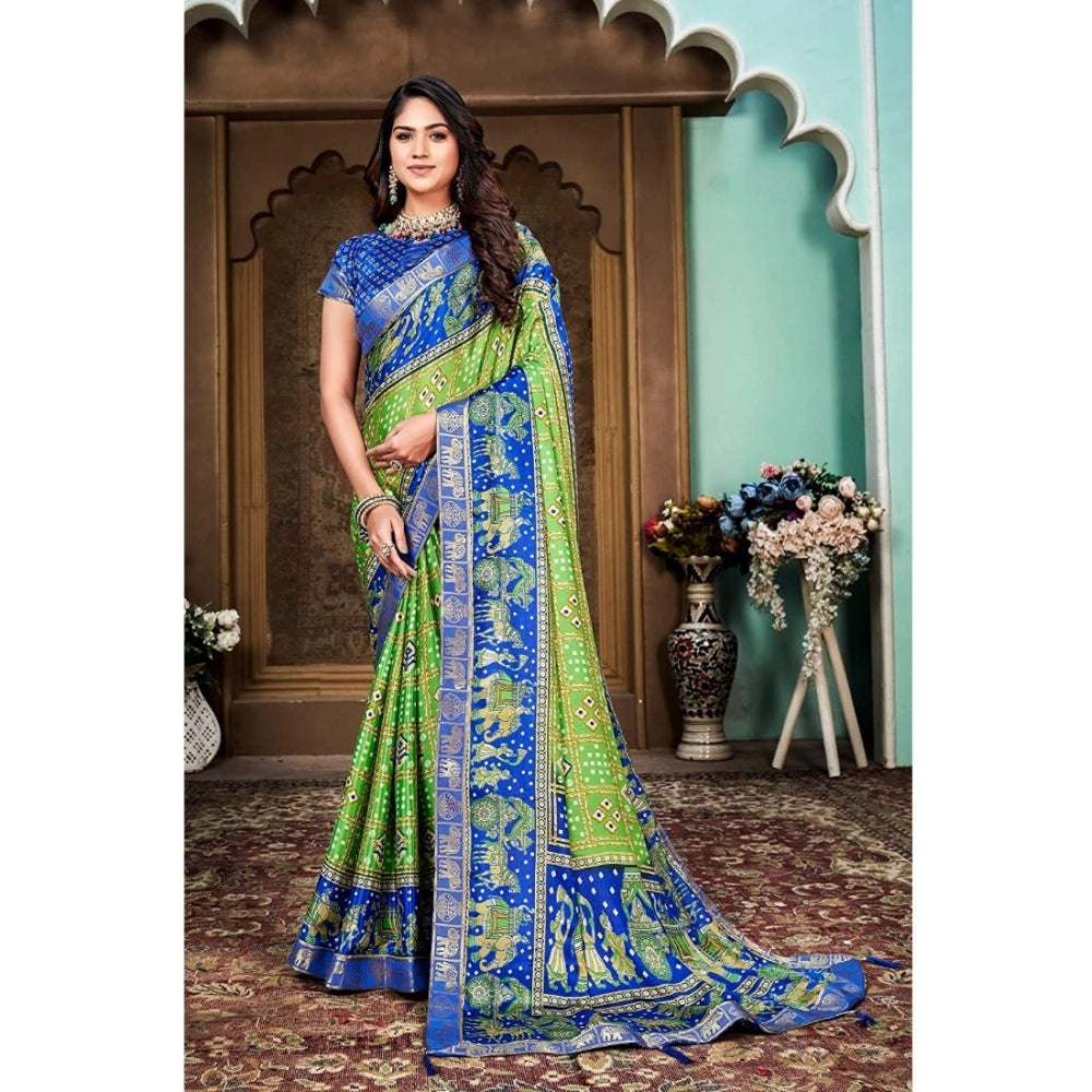   Soft Silk Printed Saree With Unstitched Blouse