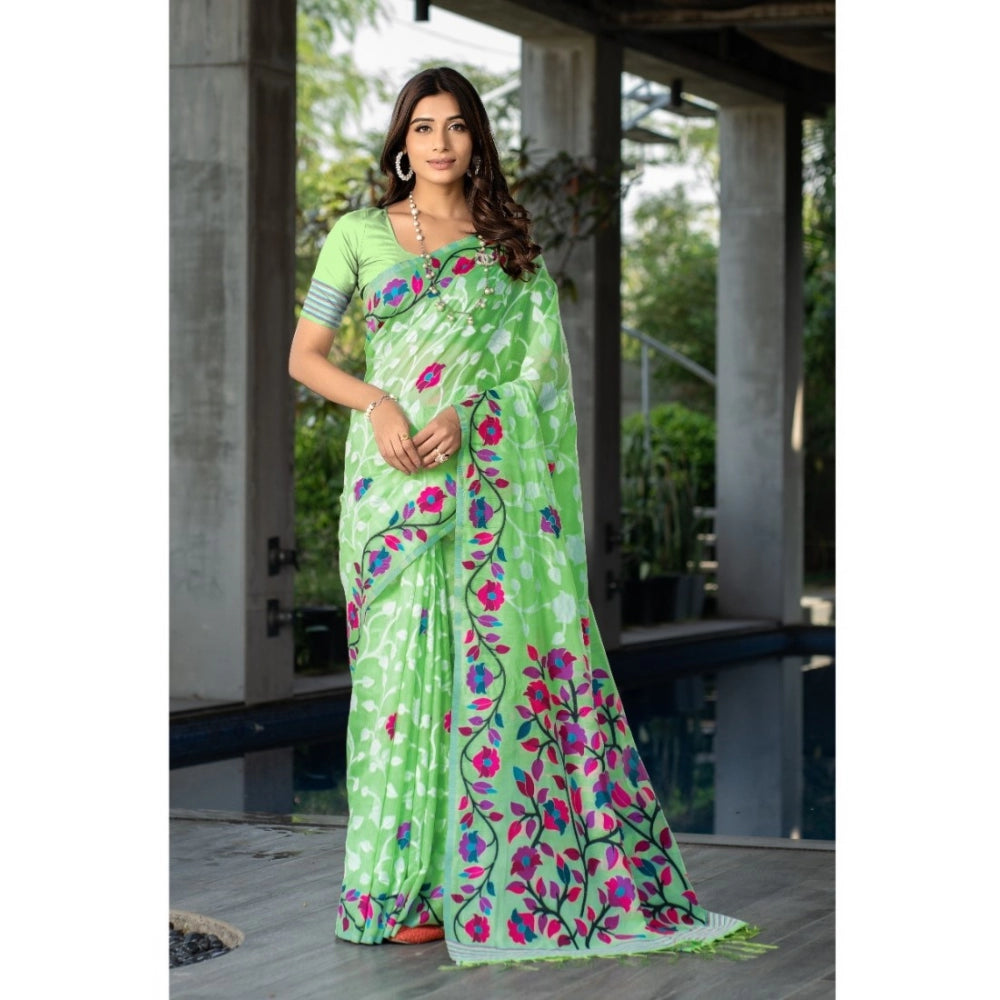   Cotton Printed Saree With Unstitched Blouse