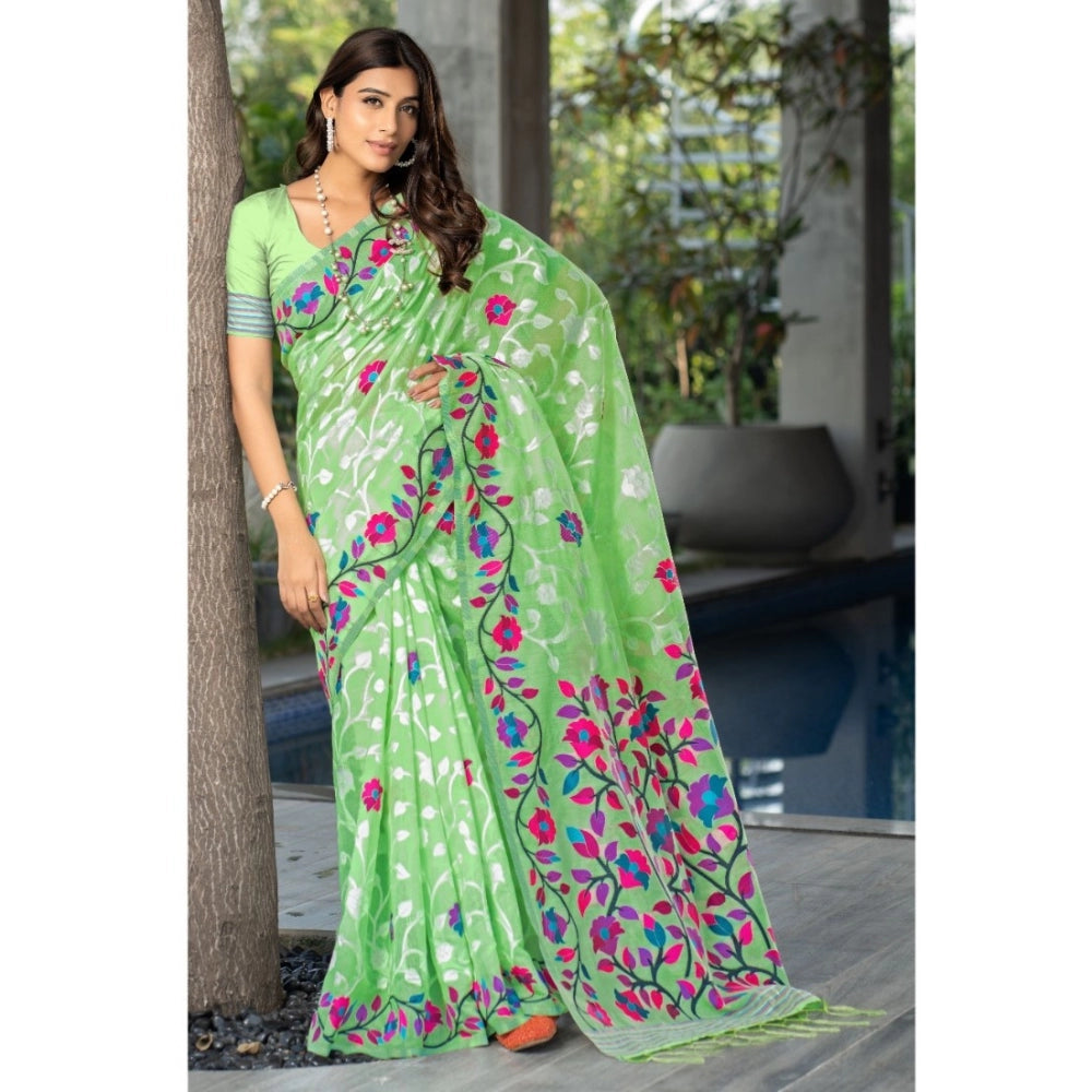   Cotton Printed Saree With Unstitched Blouse