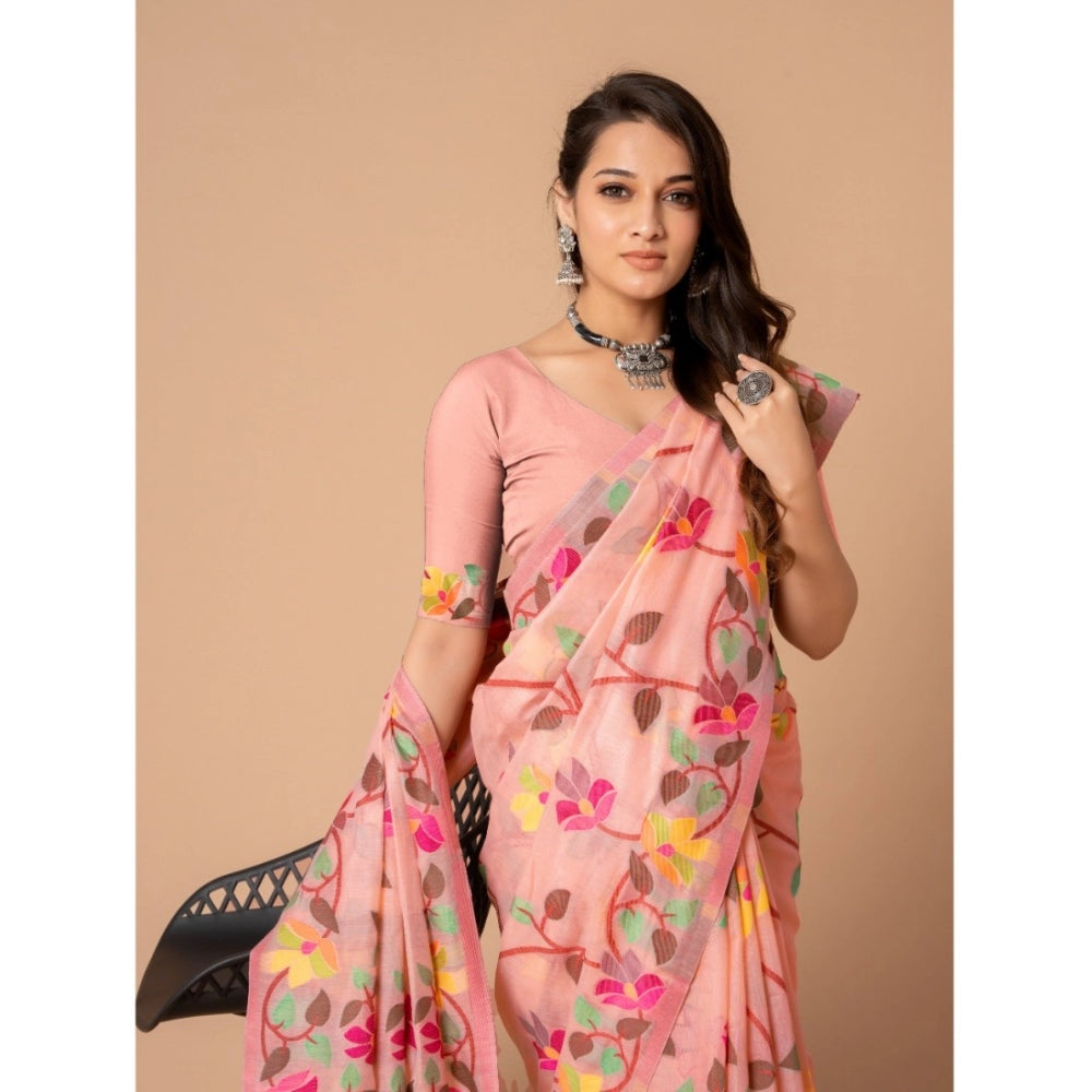   Cotton Printed Saree With Unstitched Blouse