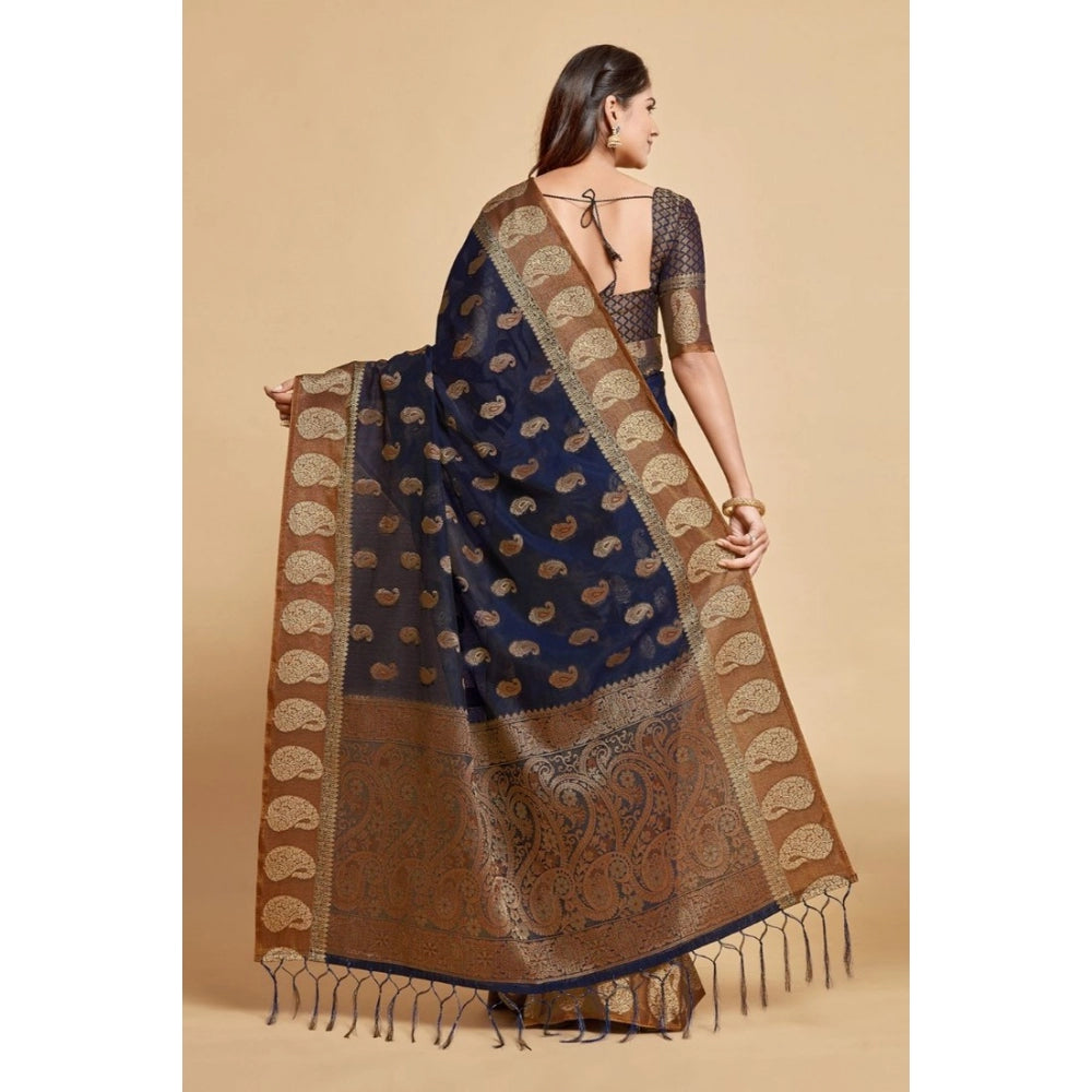   Chanderi Cotton Printed Saree With Unstitched Blouse