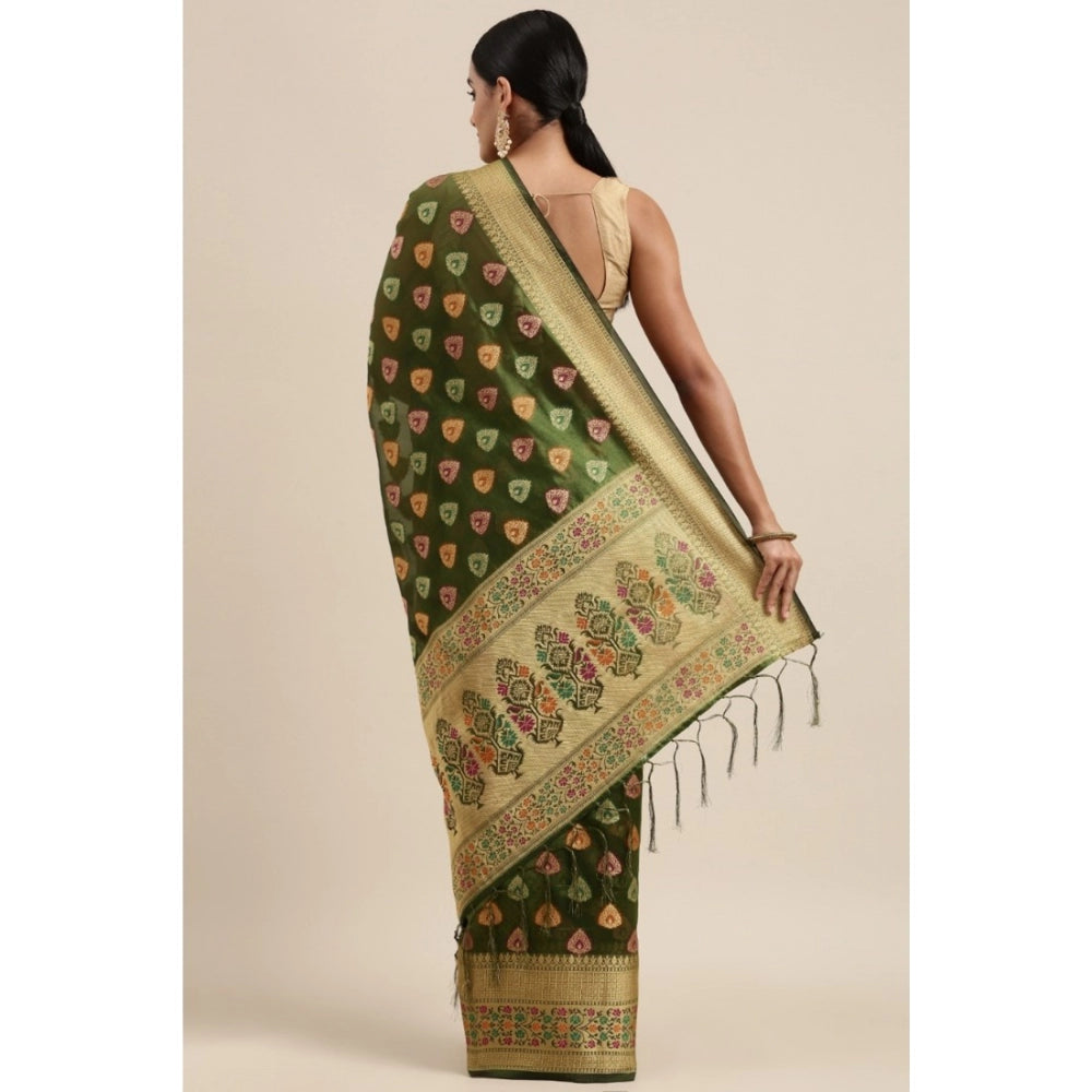   Organza Printed Saree With Unstitched Blouse