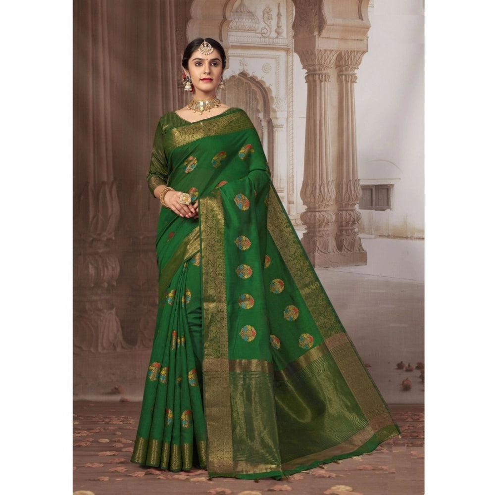   Linen Printed Saree With Unstitched Blouse