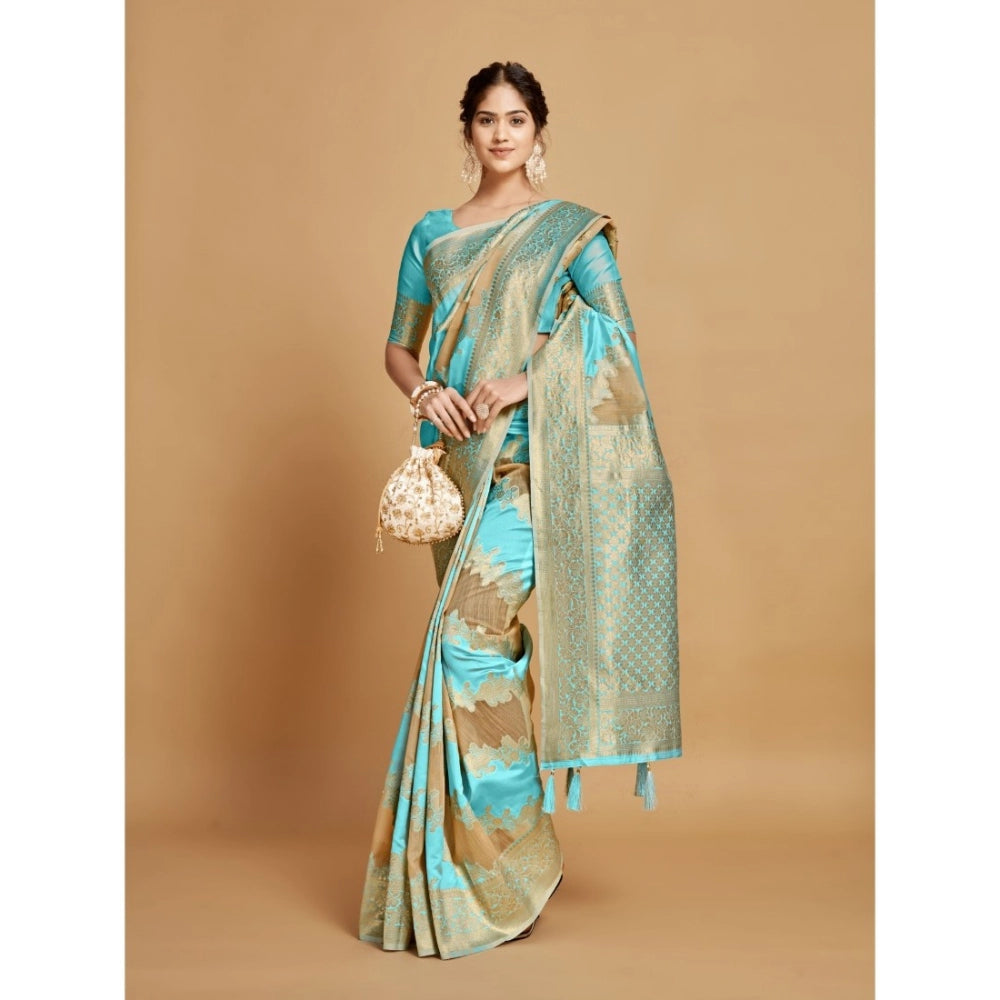   Linen Printed Saree With Unstitched Blouse