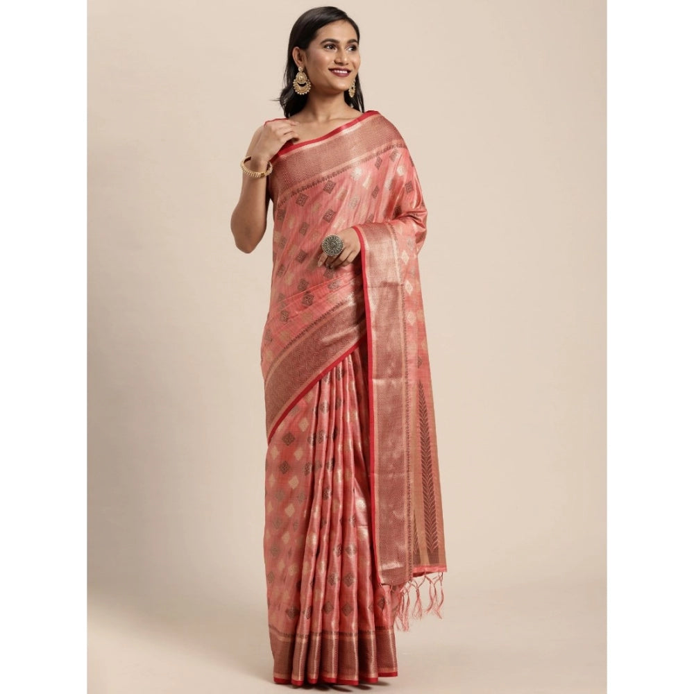   Chanderi Cotton Printed Saree With Unstitched Blouse