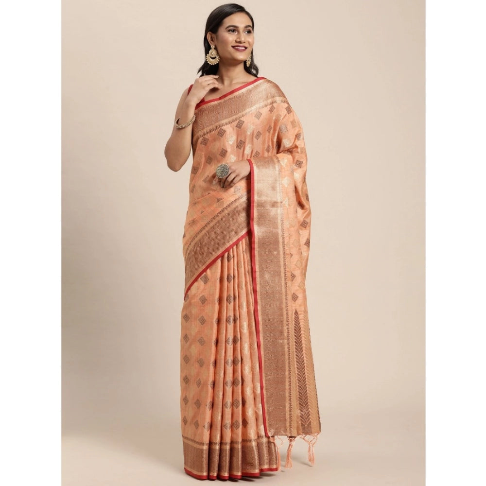   Chanderi Cotton Printed Saree With Unstitched Blouse