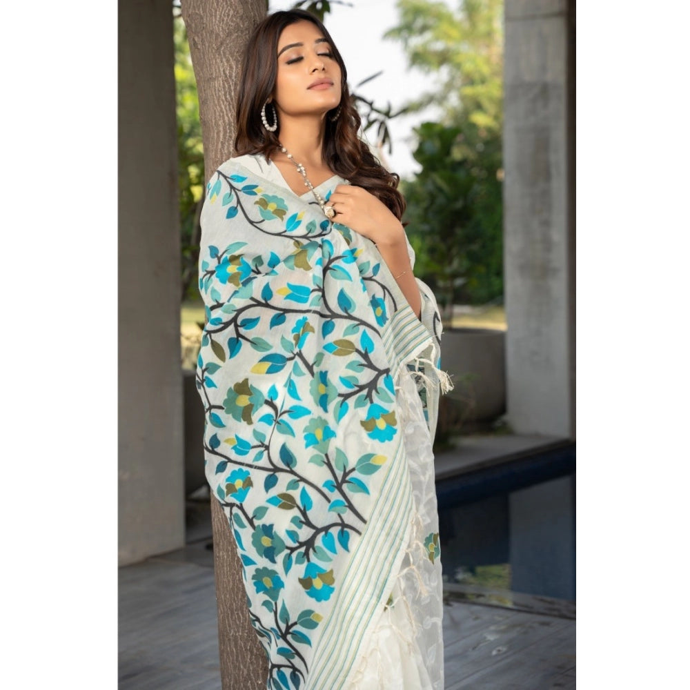   Cotton Printed Saree With Unstitched Blouse