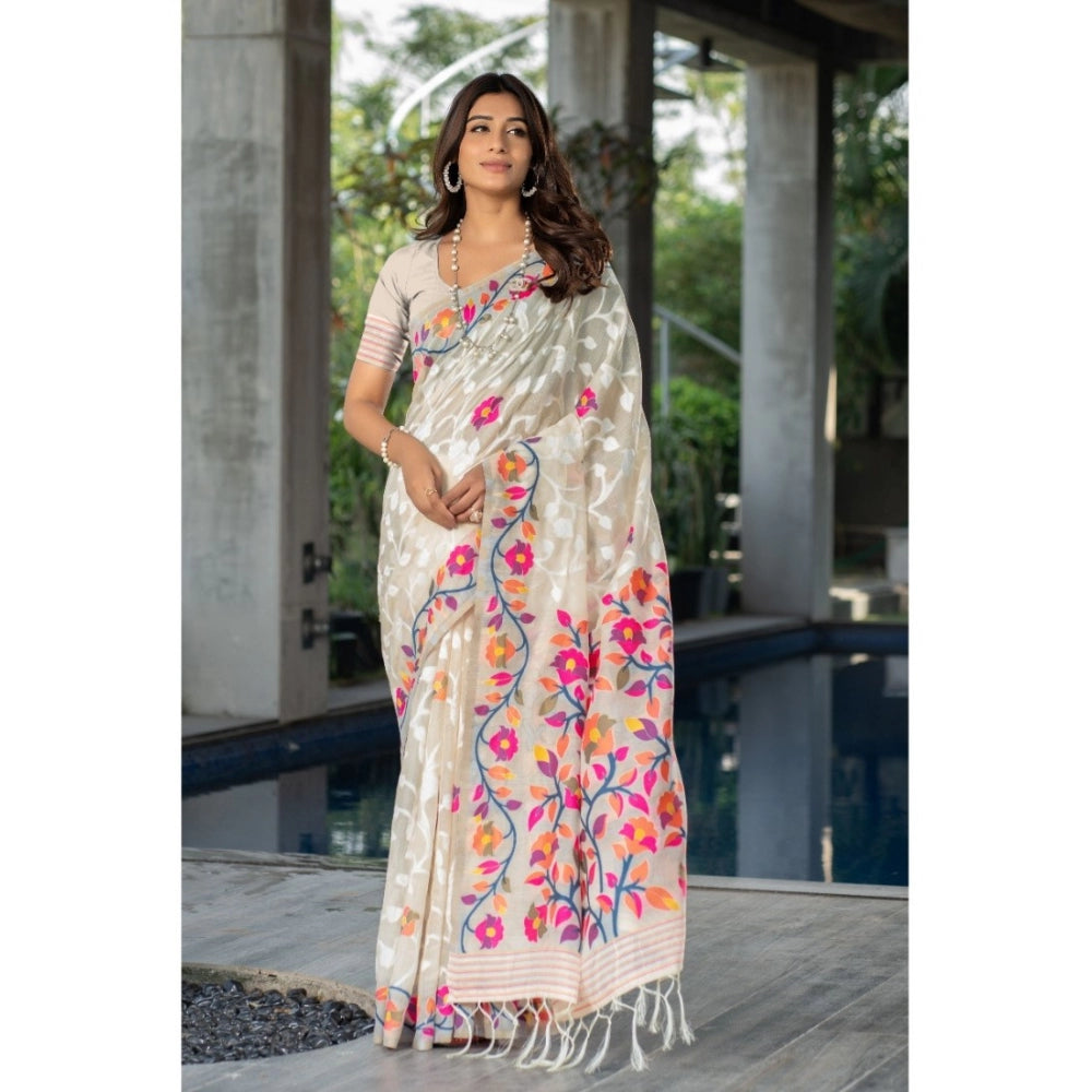   Cotton Printed Saree With Unstitched Blouse