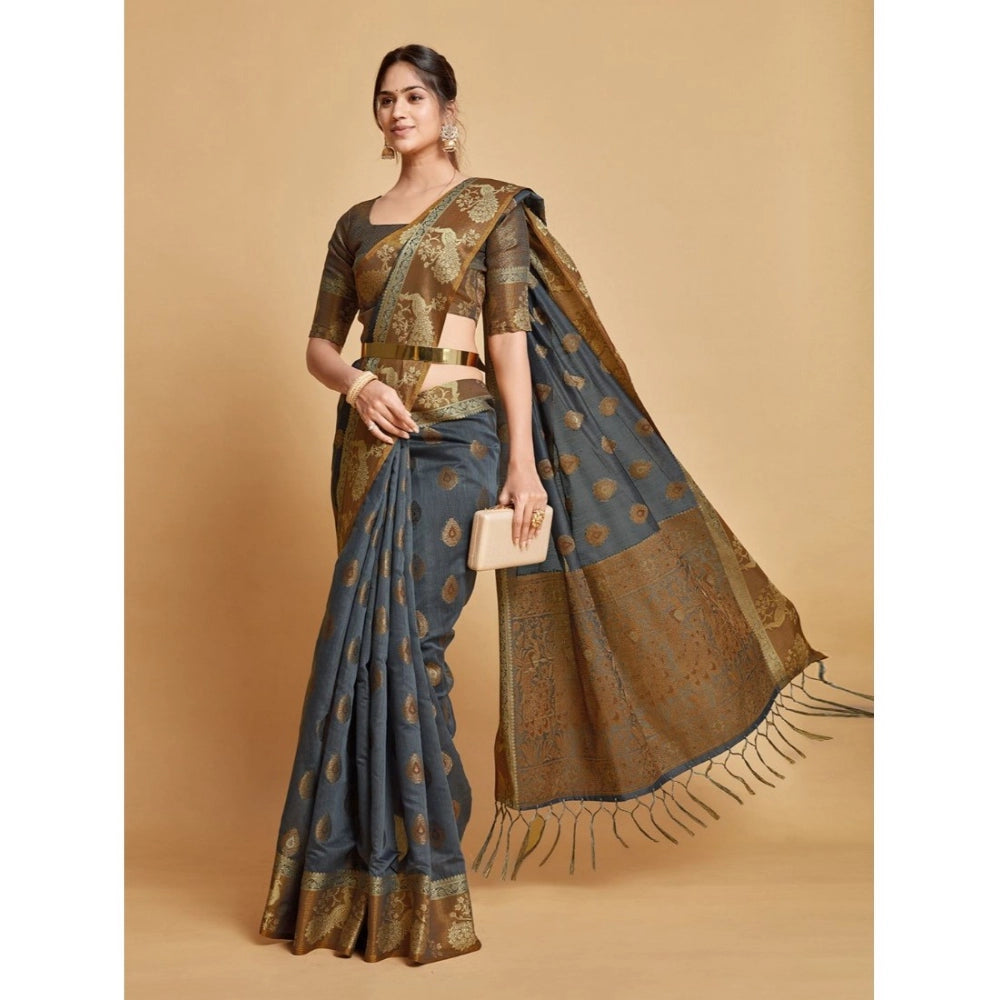   Organza Printed Saree With Unstitched Blouse