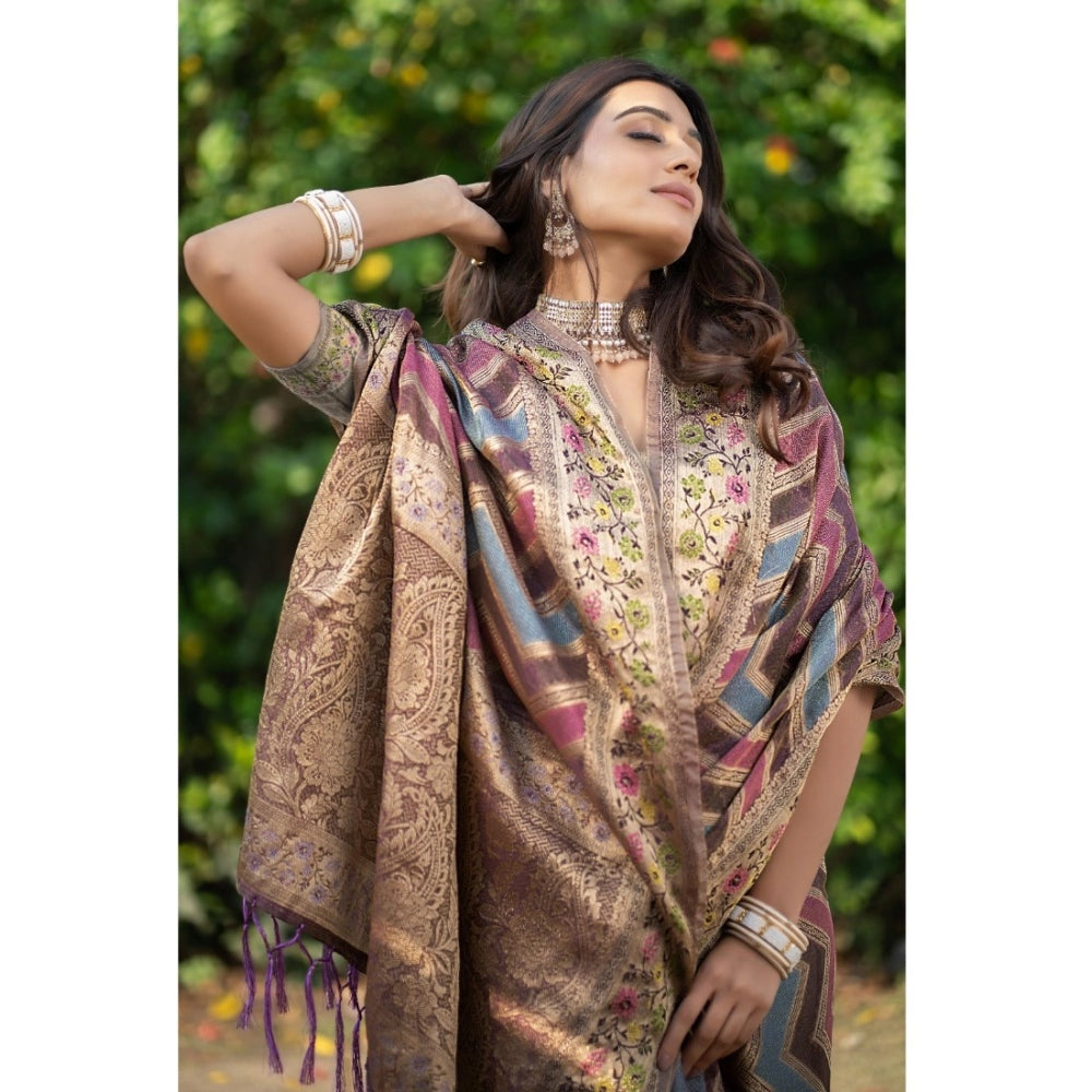   Organza Printed Saree With Unstitched Blouse