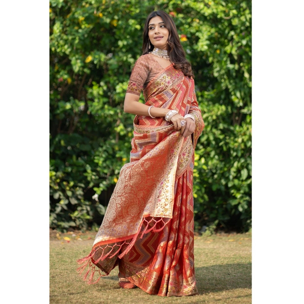   Organza Printed Saree With Unstitched Blouse