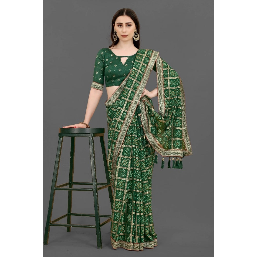   Soft Silk Printed Saree With Unstitched Blouse