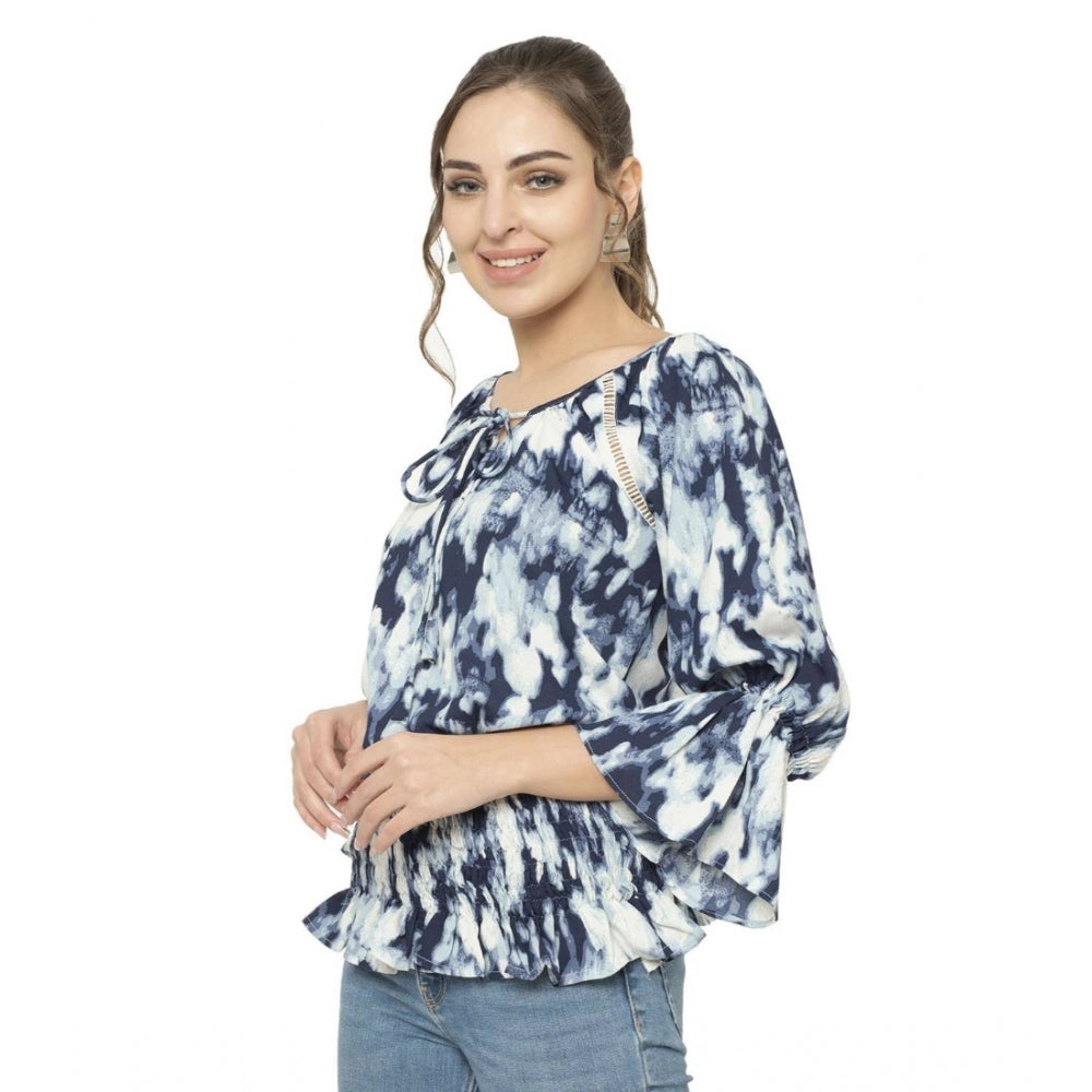 Cotton Blend Solid 3-4 Sleeve Top