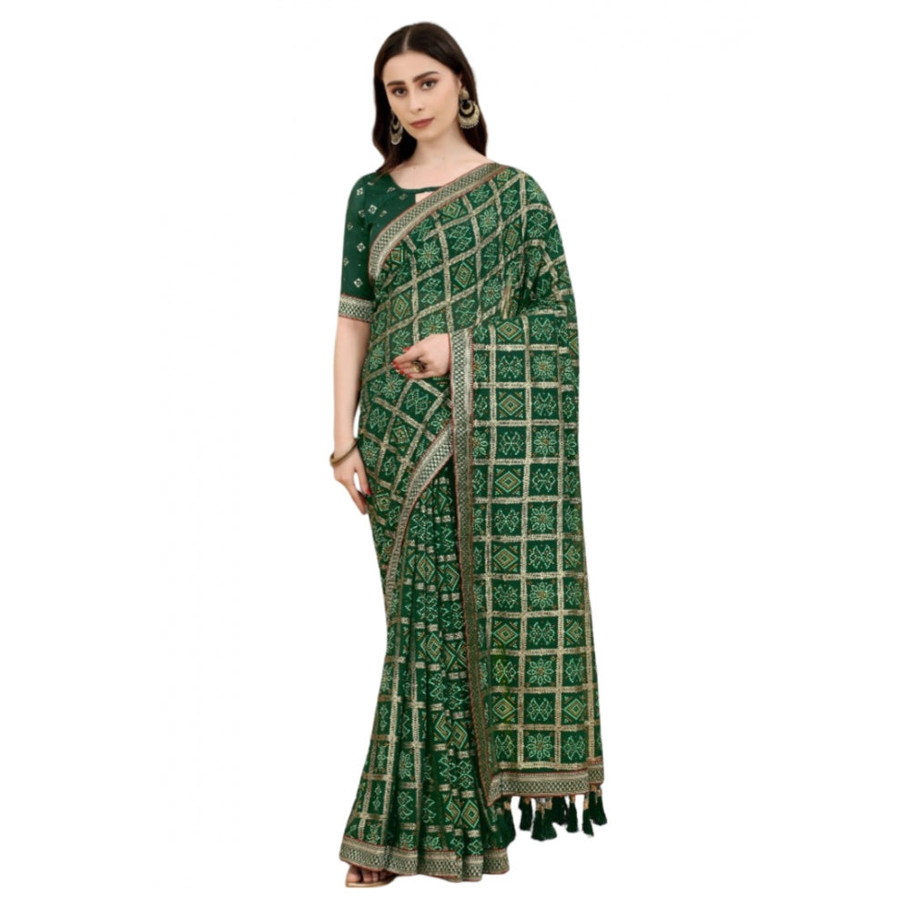   Soft Silk Printed Saree With Unstitched Blouse