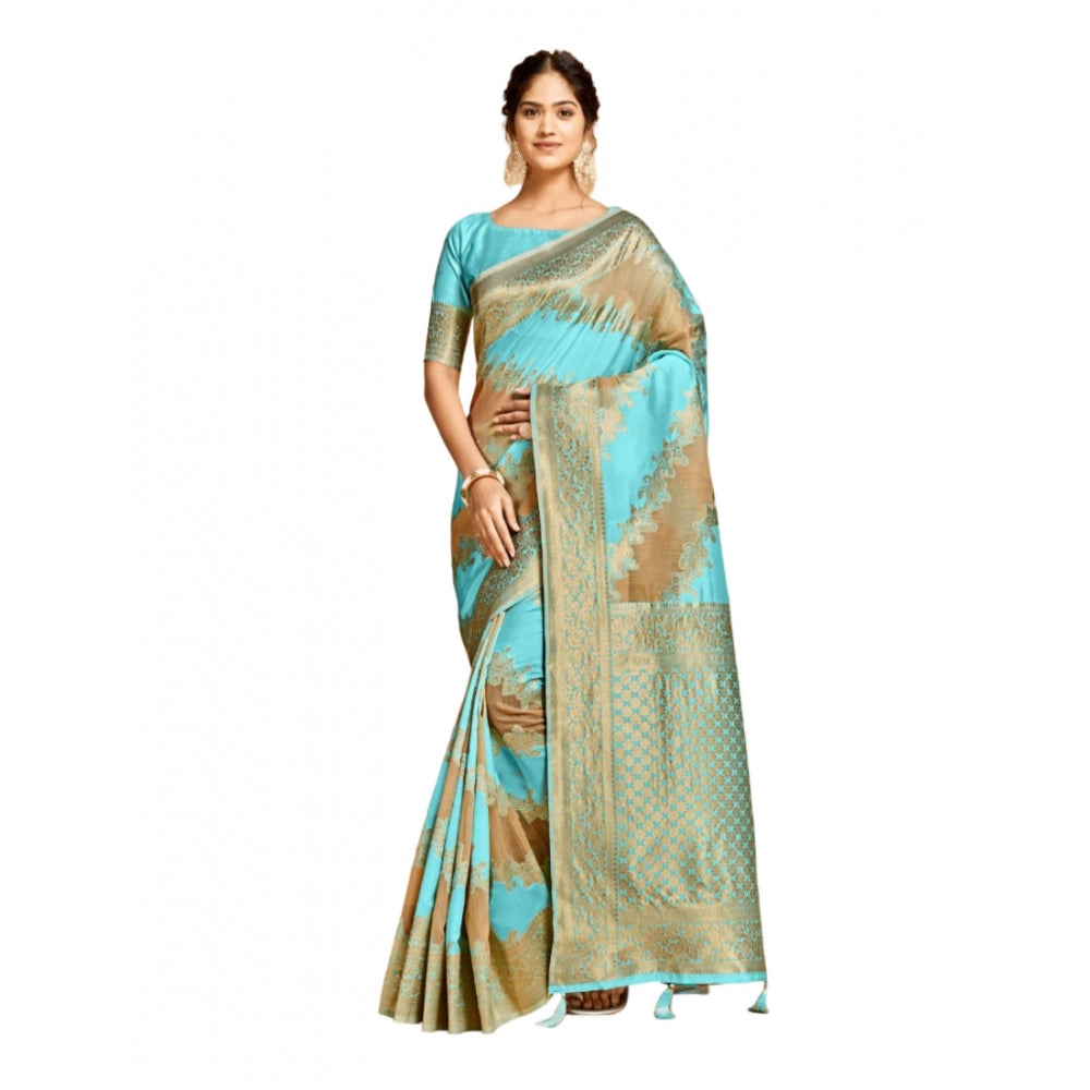   Linen Printed Saree With Unstitched Blouse