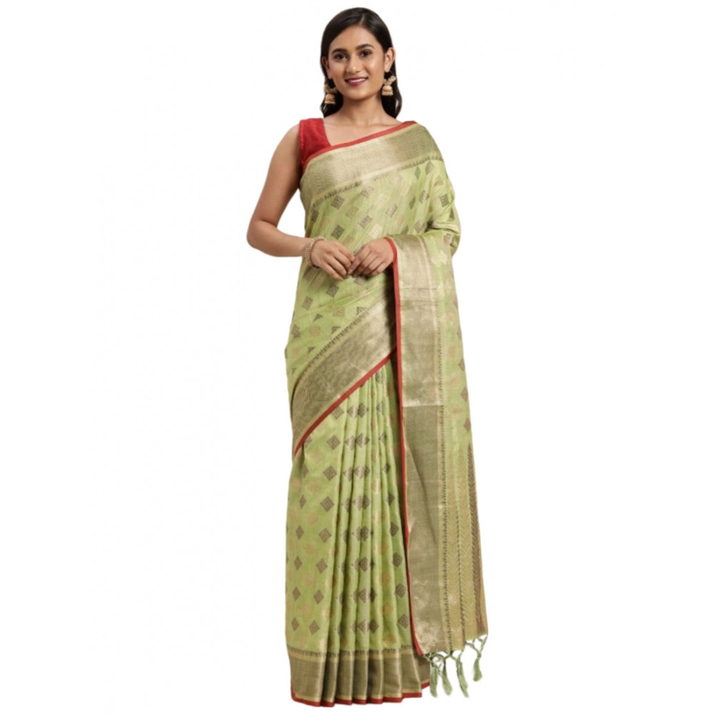   Chanderi Cotton Printed Saree With Unstitched Blouse