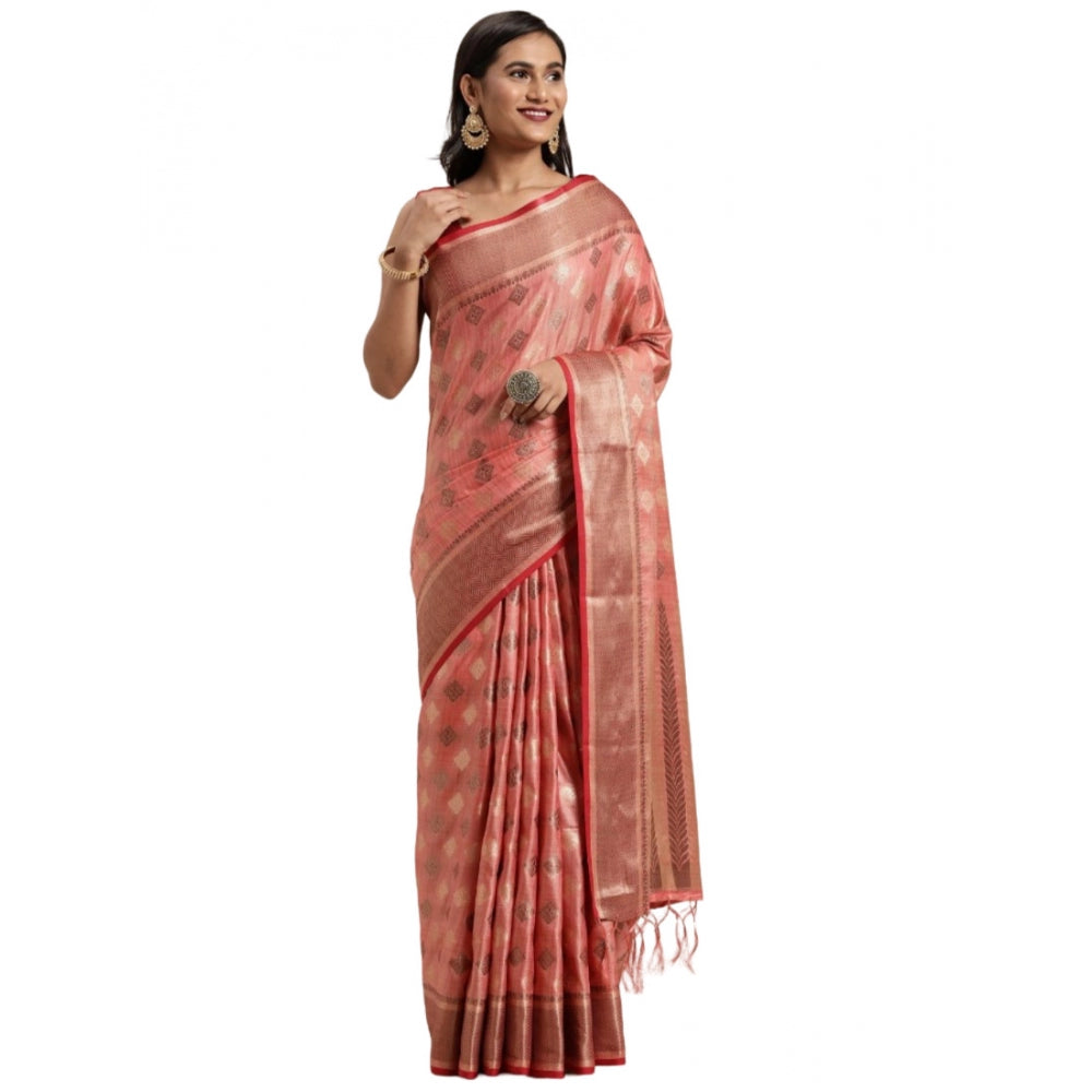   Chanderi Cotton Printed Saree With Unstitched Blouse