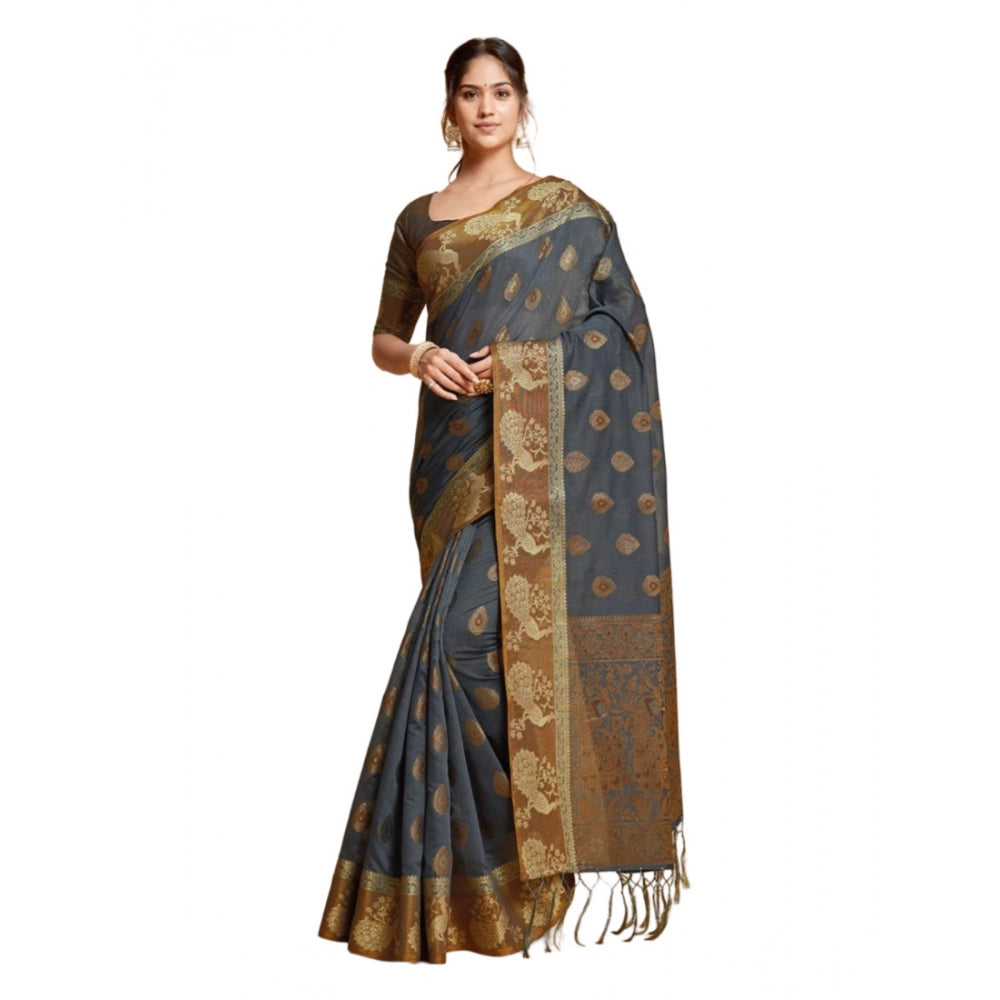   Organza Printed Saree With Unstitched Blouse